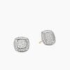 Albion Stud Earrings Sterling Silver with Pave Diamonds, 7mm