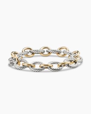 89DA92BC-FA80-F600-1A10-2F3892D5D08B.jpg Oval Link Chain Bracelet Sterling Silver with 18K Yellow Gold, 12mm - 19cm
