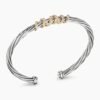 Helena Center Station Bracelet Sterling Silver with 18K Yellow Gold and Diamonds, 4mm