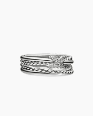 8DAF5FE1-0C20-7FD7-A941-86572138D951.jpg X Crossover Band Ring Sterling Silver with Diamonds - 6