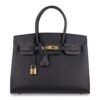 Birkin Sellier Limited Edition 30 Bag Black Veau Graine Monsieur Laiton