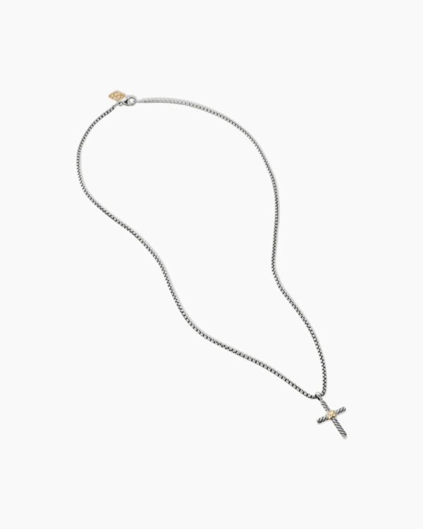 8FA76BBC-9ECC-2B33-3FB8-4E4015BD5F53.jpg Petite X Cross Necklace Sterling Silver with 14K Yellow Gold, 24mm