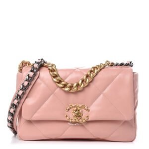 Lambskin Quilted Medium Chanel 19 Flap Light Pink