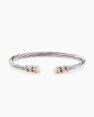 9034CDCD-AE6C-84B6-5071-B85E14B340AC.jpg Helena Bracelet Sterling Silver with 18K Yellow Gold, Pearls and Diamonds, 4mm