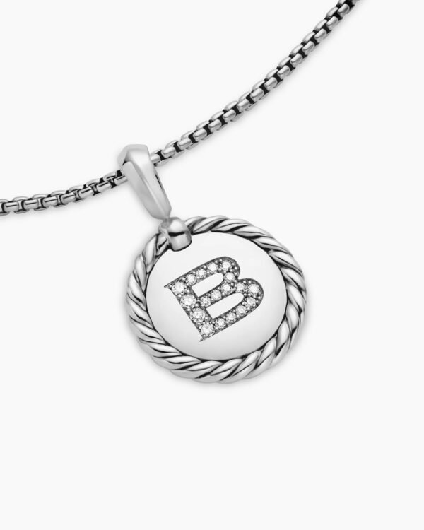 90AA76C0-D9A9-BA4A-C920-2369FE9D0B4E.jpg Initial Charm Necklace Sterling Silver with Diamond B