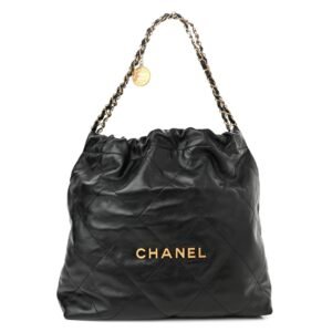 Shiny Calfskin Quilted Small Chanel 22 Black