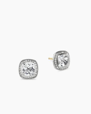 9326ED14-9719-D42F-337A-ADE84F66E4A2.jpg Albion® Stud Earrings Sterling Silver with White Topaz and Diamonds, 7mm