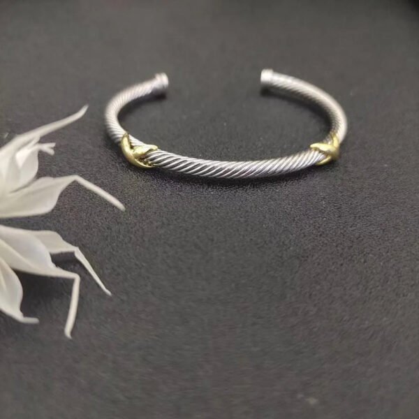 936574D7-6B68-5B0E-4C52-602B8511680E.jpg X Classic Cable Station Bracelet Sterling Silver with 18K Yellow Gold, 4mm