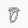 Starburst Ring Sterling Silver with Diamonds, 19mm