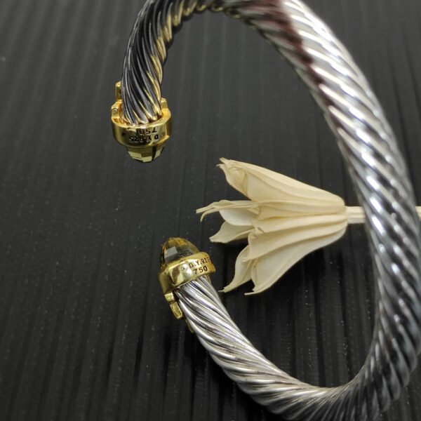 94279D6F-52FB-3F61-EB31-737C3970134D.jpg 7mm Cable Bracelet with Brown & Diamond Accents ??Gold Cap