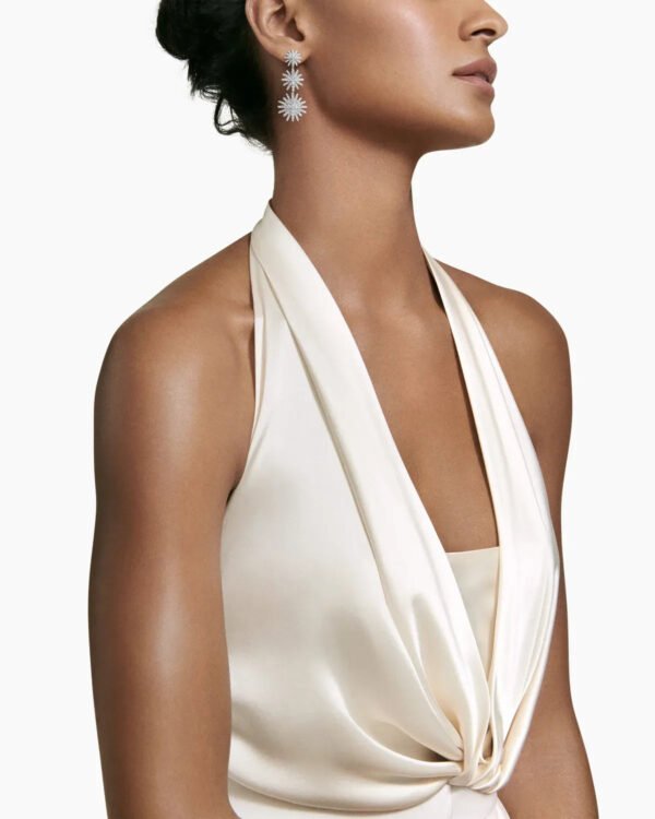 Starburst Triple Drop Earrings 18K White Gold with Diamonds, 51mm