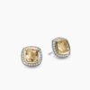 Albion&reg; Stud Earrings Sterling Silver with 18K Yellow Gold, Champagne Citrine and Diamonds, 7mm