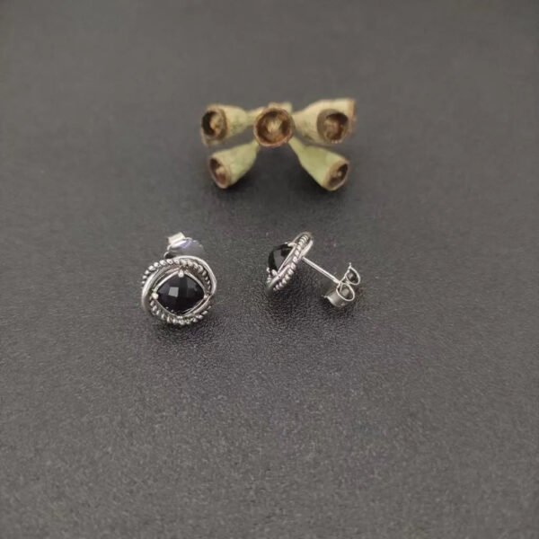 973D41C9-B58C-F0A9-0A50-A4BD76DDC106.jpg Infinity Stud Earrings Sterling Silver with Black Onyx, 13mm