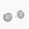 Infinity Stud Earrings Sterling Silver with Diamonds, 13mm