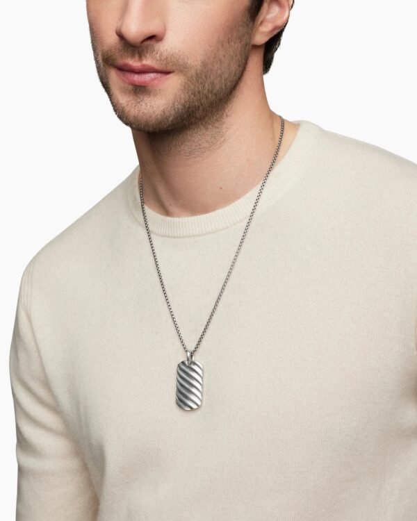 Sculpted Cable Tag Sterling Silver, 42mm