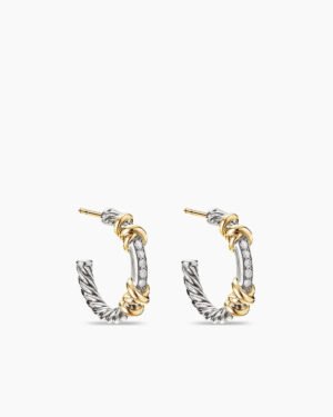 98AE0844-A183-B26F-AC96-8EFD82BA93CA.jpg Petite Helena Wrap Hoop Earrings Sterling Silver with 18K Yellow Gold and Diamonds, 3/4in
