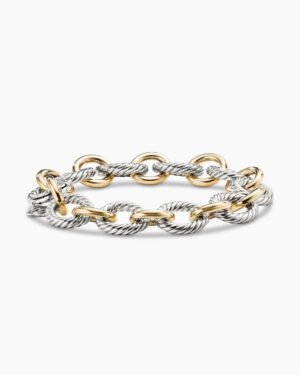 999D70F0-739C-0016-6ABC-DF5846E2CA37.jpg Oval Link Chain Bracelet Sterling Silver with 18K Yellow Gold, 12mm - 19cm