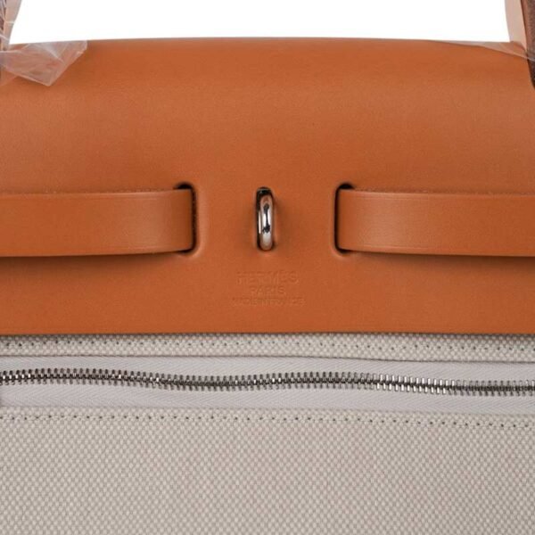 Herbag Zip 31 Bag Beton Toile Militaire / Natural Sable Leather Palladium New w/Box