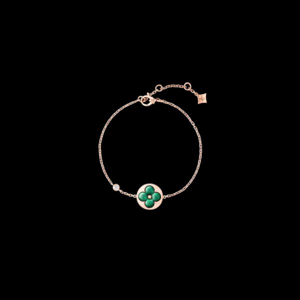 Color Blossom BB Sun Bracelet, Pink Gold, Malachite and Diamond