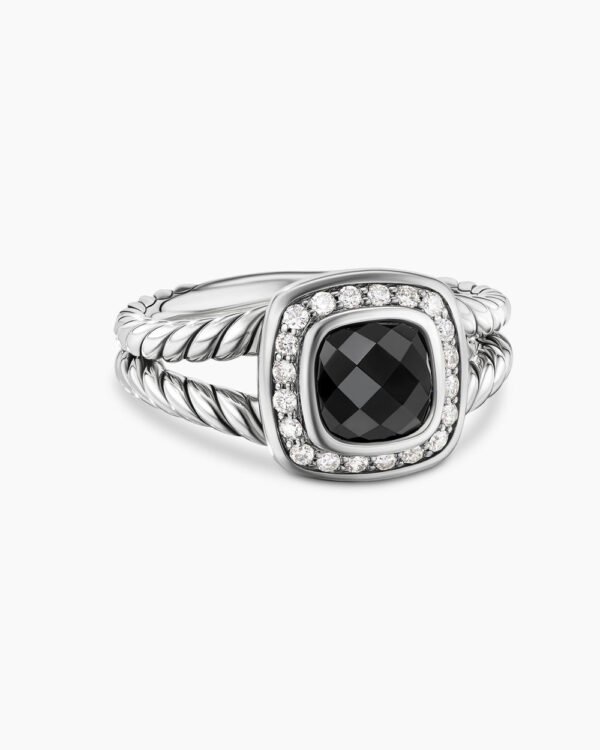 9A8DE7A4-6896-9A4B-4BF3-599DE80452D9.jpg Petite Albion Ring Sterling Silver with Black Onyx and Diamonds, 7mm
