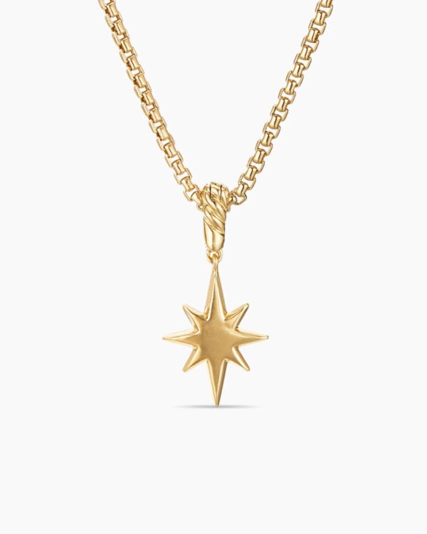 North Star Amulet 18K Yellow Gold with Diamonds, 15mm