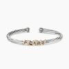 Helena Center Station Bracelet Sterling Silver with 18K Yellow Gold and Diamonds, 4mm