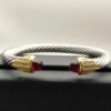 9E6F9C0C-CE6F-6A42-E0CB-8DE2CE6D19C9.jpg 7mm Cable Bracelet with Garnet & Diamond Accents ??Gold Cap