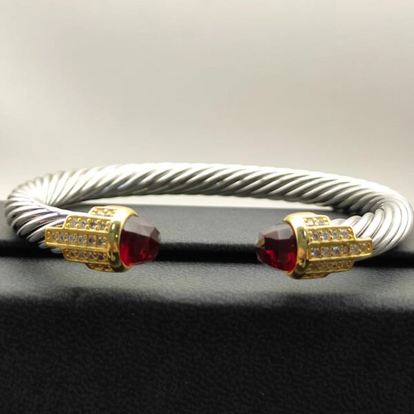 9E6F9C0C-CE6F-6A42-E0CB-8DE2CE6D19C9.jpg 7mm Cable Bracelet with Garnet & Diamond Accents ??Gold Cap