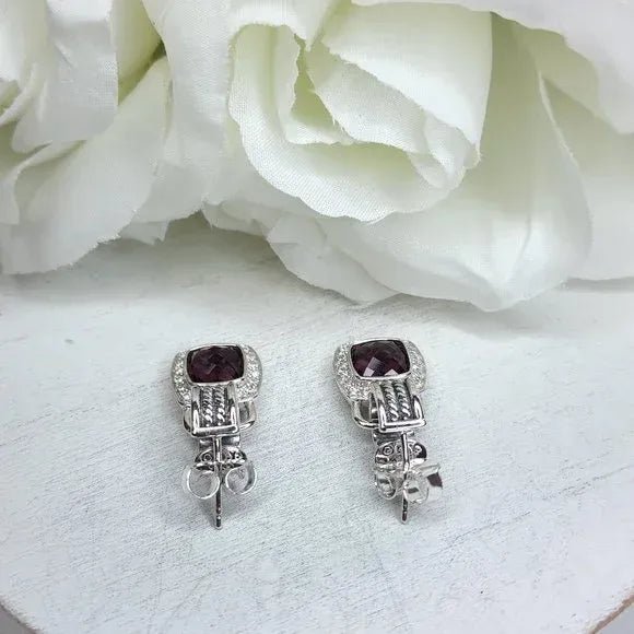 9F4E8015-5445-6CF0-52B3-53943BAA6079.jpg Albion® Drop Earrings Sterling Silver with Red Onyx and Diamonds