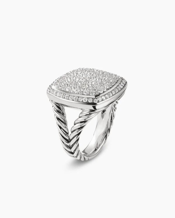 Albion&reg; Ring Sterling Silver with Pave Diamonds, 17mm