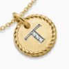 Initial Charm Necklace 18K Yellow Gold with Diamond T