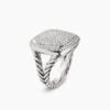 Albion Ring Sterling Silver with Pave Diamonds, 17mm