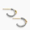 Petite X Hoop Earrings Sterling Silver with 18K Yellow Gold, 12.6mm