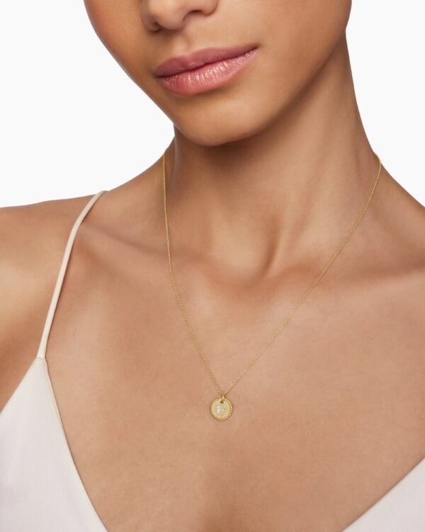 Initial Charm Necklace 18K Yellow Gold with Diamond F