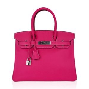Birkin 30 Bag Rose Tyrien Candy Epsom Limited Edition Palladium