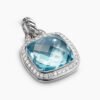 Albion Pendant Sterling Silver with Blue Topaz and Diamonds, 14mm
