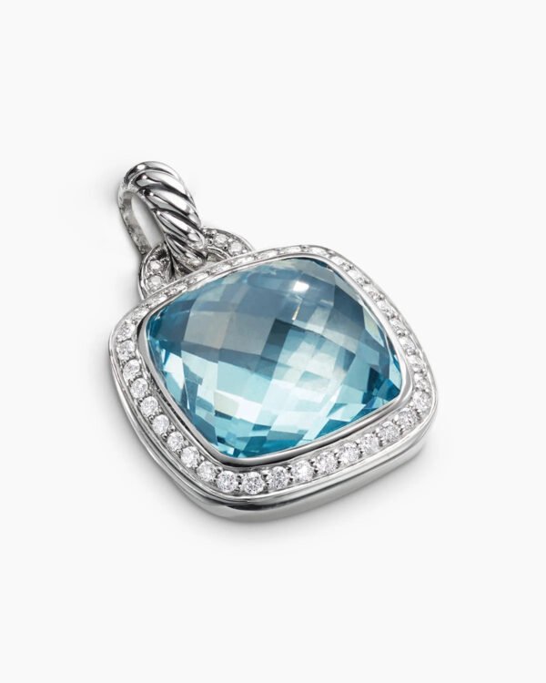 Albion Pendant Sterling Silver with Blue Topaz and Diamonds, 14mm