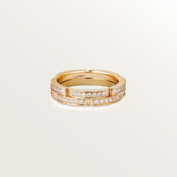 MAILLON PANTH&Egrave;RE WEDDING BAND, 2 HALF DIAMOND-PAVED ROWS