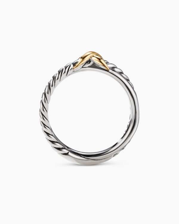 A6AC8FFF-7604-2FEA-B633-4941E52C12B8.jpg Petite X Ring Sterling Silver with 18K Yellow Gold, 4mm