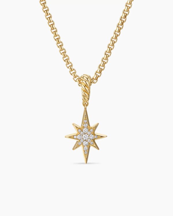 North Star Amulet 18K Yellow Gold with Diamonds, 15mm
