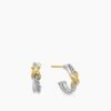 Petite X Hoop Earrings Sterling Silver with 18K Yellow Gold, 12.6mm