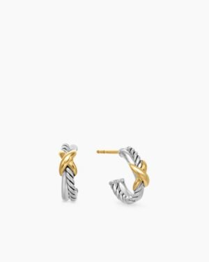 A9F6856C-53C6-6E86-5C9A-8E7DDC3E6707.jpg Petite X Hoop Earrings Sterling Silver with 18K Yellow Gold, 12.6mm