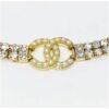 Authentic Heavy Gilt Necklace CC Logo set with Seed Pearls and Crystals
