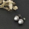 Pearl Classics Cable Halo Button Earrings Sterling Silver with Diamonds, 13mm