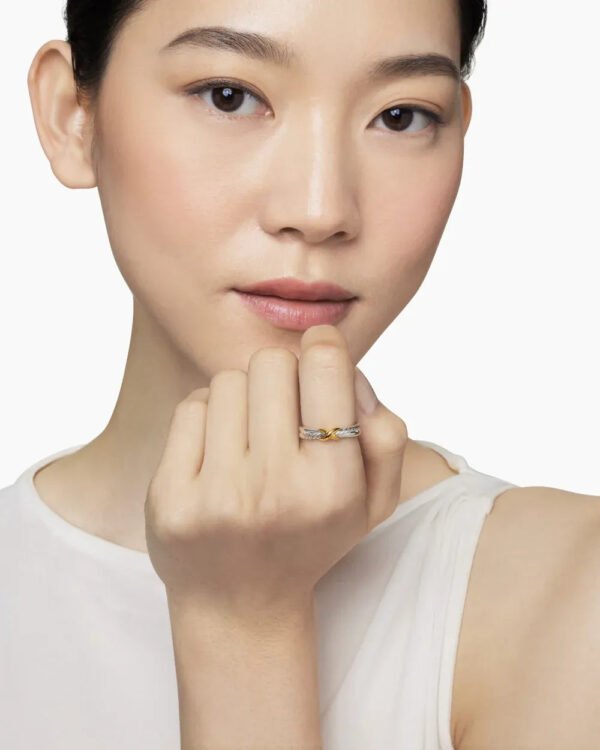 AEE84F10-40DC-7526-9234-0E35EDC2568C.jpg Petite X Ring Sterling Silver with 18K Yellow Gold - 6