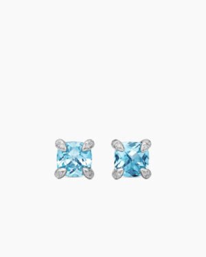 AF8CF626-F35D-9B14-5101-7951D21D2E4C.jpg Petite Chatelaine® Stud Earrings Sterling Silver with Blue Topaz and Diamonds