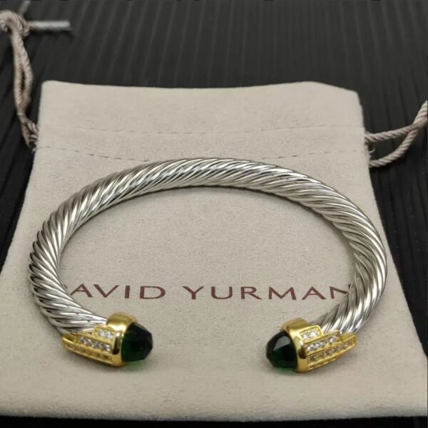 7mm Cable Bracelet with Peridot & Diamond Accents ??Gold Cap