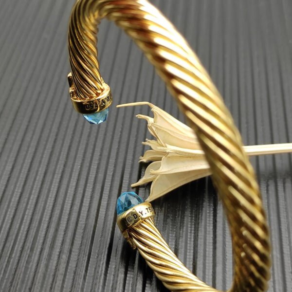 7mm Cable Bracelet with Aquamarine & Diamond Accents