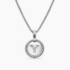Initial Charm Necklace Sterling Silver with Diamond Y