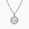 Initial Charm Necklace Sterling Silver with Diamond G